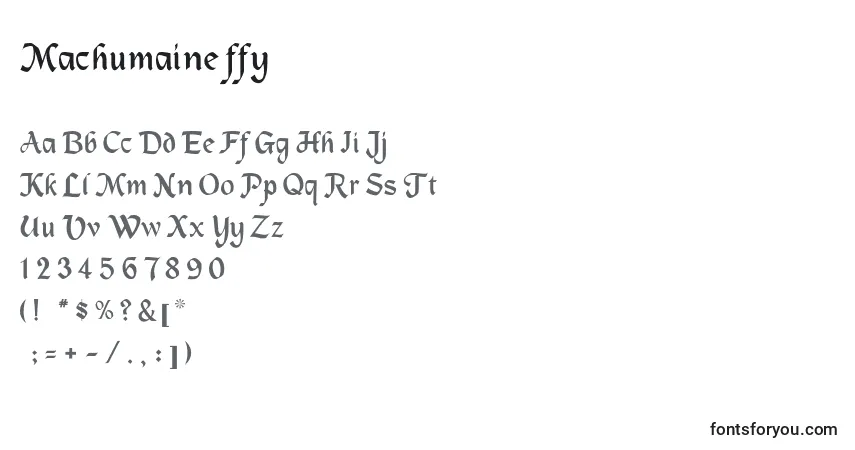 Czcionka Machumaine ffy – alfabet, cyfry, specjalne znaki