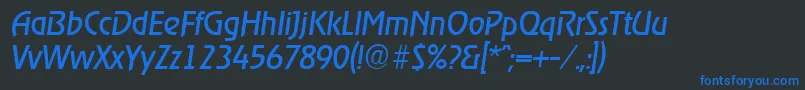 フォントRagtimeSerialRegularitalicDb – 黒い背景に青い文字