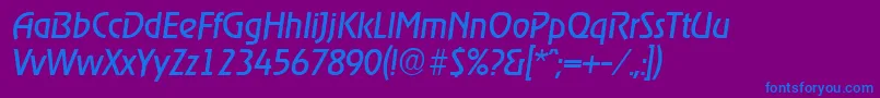 RagtimeSerialRegularitalicDb Font – Blue Fonts on Purple Background