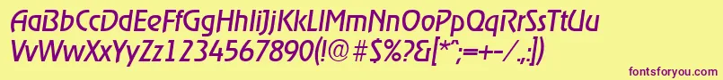 RagtimeSerialRegularitalicDb Font – Purple Fonts on Yellow Background