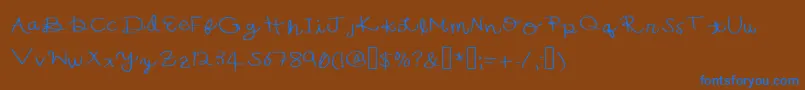 BecsHand-Schriftart – Blaue Schriften auf braunem Hintergrund