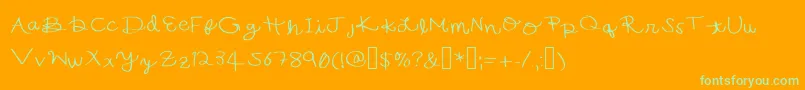 BecsHand Font – Green Fonts on Orange Background
