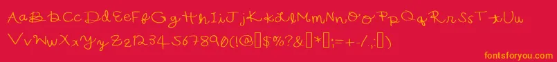 BecsHand Font – Orange Fonts on Red Background