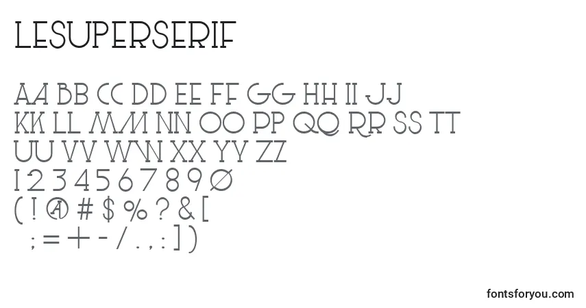 A fonte LeSuperSerif – alfabeto, números, caracteres especiais