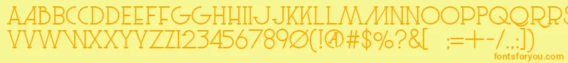 フォントLeSuperSerif – オレンジの文字が黄色の背景にあります。