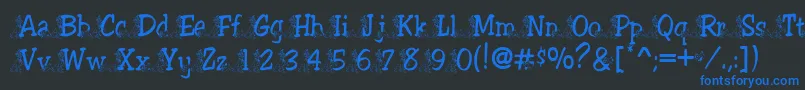 Tramp-Schriftart – Blaue Schriften auf schwarzem Hintergrund