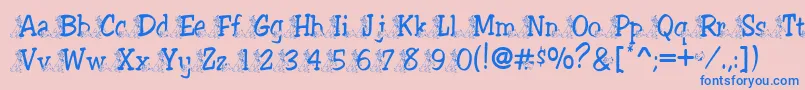 Tramp Font – Blue Fonts on Pink Background