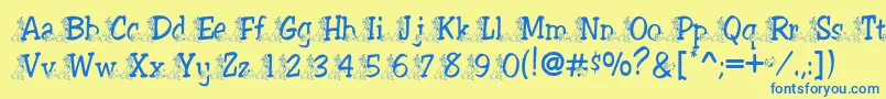 Tramp Font – Blue Fonts on Yellow Background