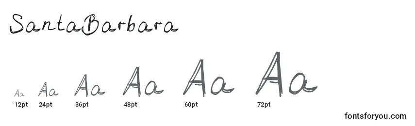 SantaBarbara Font Sizes