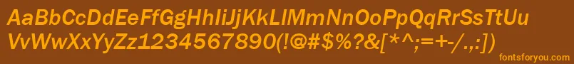 フォントItcFranklinGothicLtMediumItalic – オレンジ色の文字が茶色の背景にあります。