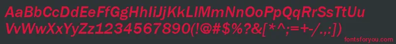 Fonte ItcFranklinGothicLtMediumItalic – fontes vermelhas em um fundo preto