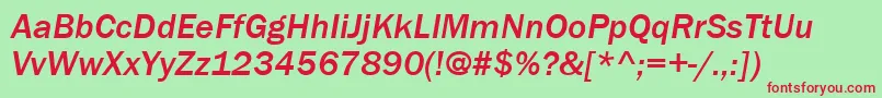 ItcFranklinGothicLtMediumItalic Font – Red Fonts on Green Background