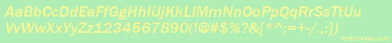 フォントItcFranklinGothicLtMediumItalic – 黄色の文字が緑の背景にあります