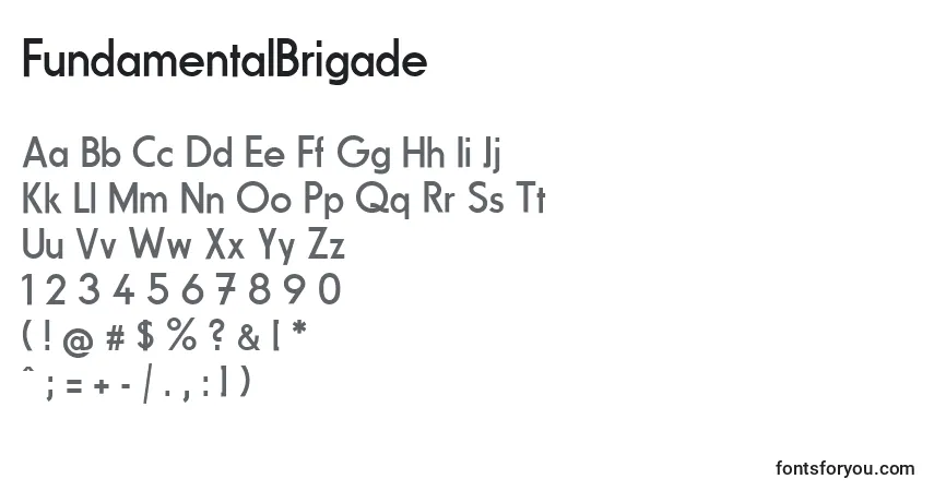 FundamentalBrigade-fontti – aakkoset, numerot, erikoismerkit