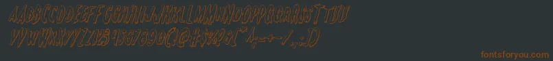 Monsterama3Dital-Schriftart – Braune Schriften auf schwarzem Hintergrund