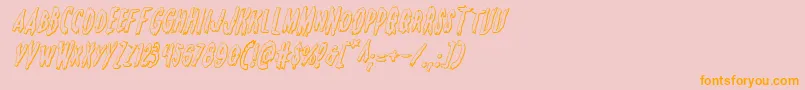 Monsterama3Dital-Schriftart – Orangefarbene Schriften auf rosa Hintergrund