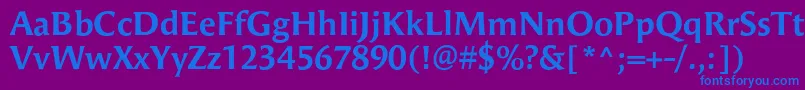 フォントAngieBold – 紫色の背景に青い文字