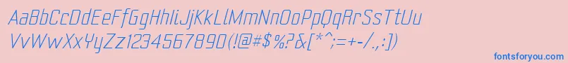 フォントYearlingliteoblique – ピンクの背景に青い文字