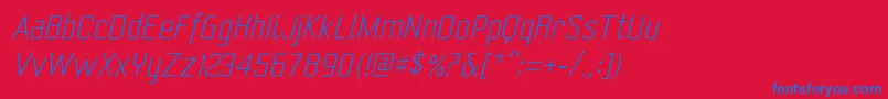 Шрифт Yearlingliteoblique – синие шрифты на красном фоне