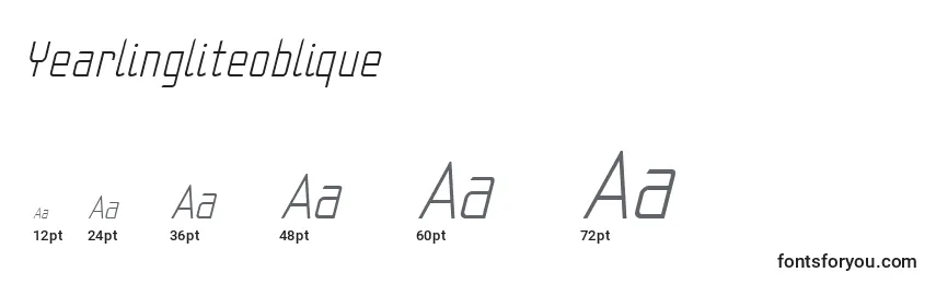 Yearlingliteoblique Font Sizes