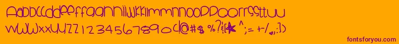 Skyblueclues-Schriftart – Violette Schriften auf orangefarbenem Hintergrund