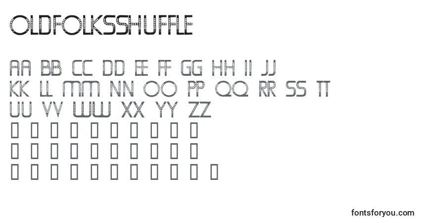 Шрифт Oldfolksshuffle – алфавит, цифры, специальные символы