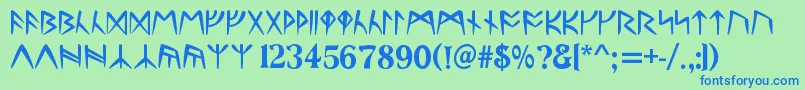 RunesC Font – Blue Fonts on Green Background