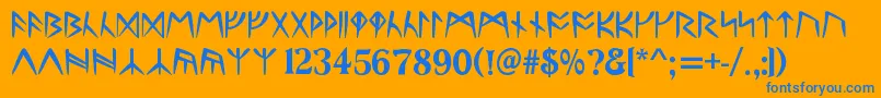 RunesC Font – Blue Fonts on Orange Background