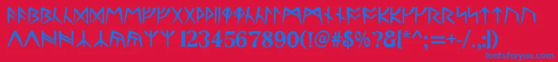 RunesC Font – Blue Fonts on Red Background