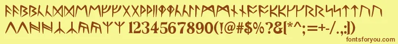 RunesC Font – Brown Fonts on Yellow Background