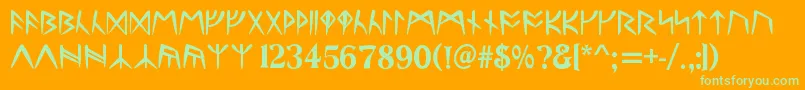 RunesC Font – Green Fonts on Orange Background