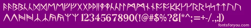 RunesC-fontti – vaaleanpunaiset fontit violetilla taustalla