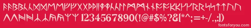 RunesC-fontti – vaaleanpunaiset fontit punaisella taustalla