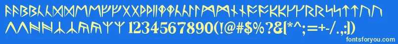 RunesC Font – Yellow Fonts on Blue Background