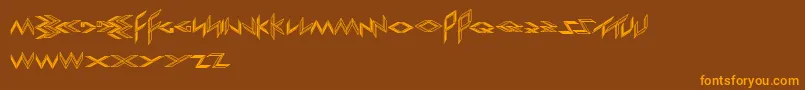 ExportImport-Schriftart – Orangefarbene Schriften auf braunem Hintergrund
