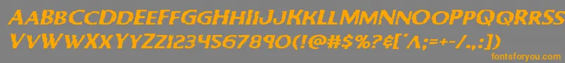 フォントBodyswipersexpandital – オレンジの文字は灰色の背景にあります。