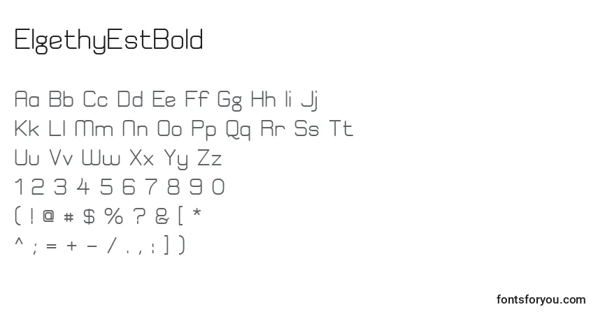 Schriftart ElgethyEstBold – Alphabet, Zahlen, spezielle Symbole