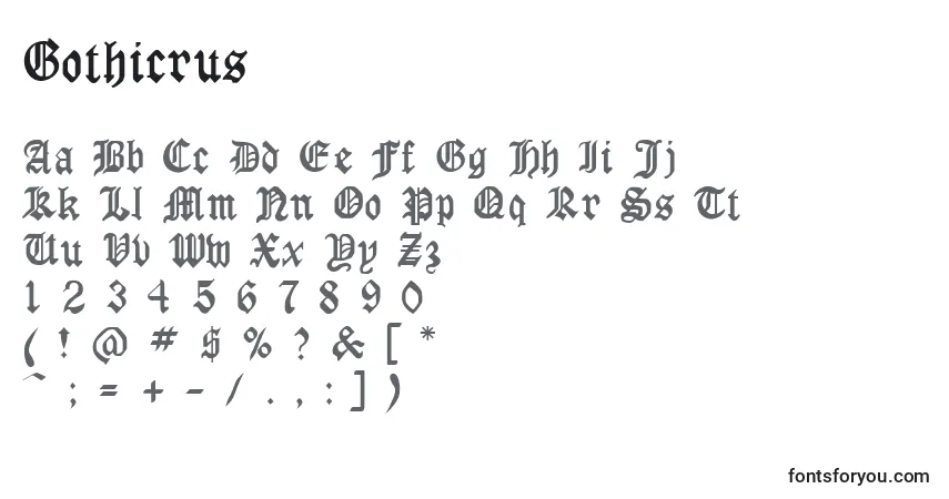 A fonte Gothicrus – alfabeto, números, caracteres especiais