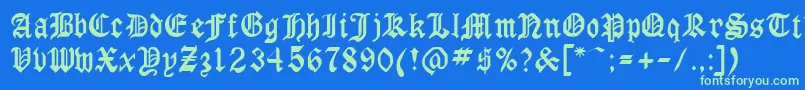 Gothicrus Font – Green Fonts on Blue Background