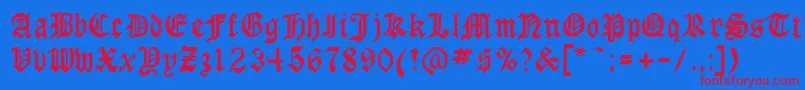 Więcej informacji o czcionce Gothicrus Czcionka Gothicrus – czerwone czcionki na niebieskim tle