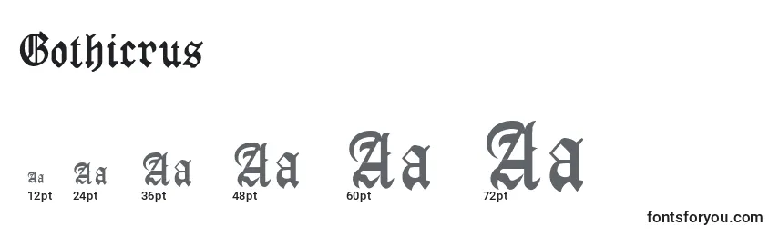 Размеры шрифта Gothicrus
