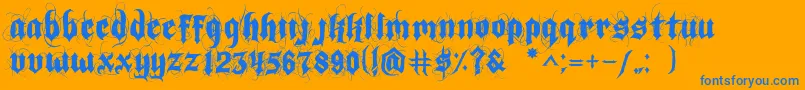 IndoctrineJlloyd-Schriftart – Blaue Schriften auf orangefarbenem Hintergrund