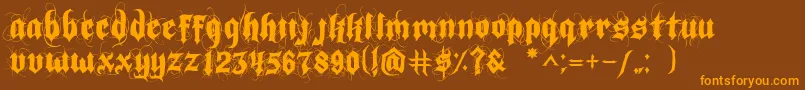 IndoctrineJlloyd Font – Orange Fonts on Brown Background