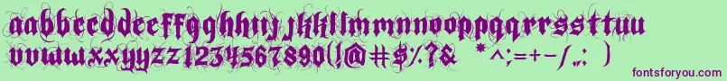 IndoctrineJlloyd Font – Purple Fonts on Green Background