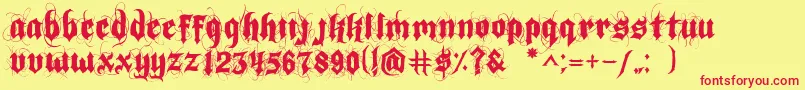 IndoctrineJlloyd Font – Red Fonts on Yellow Background