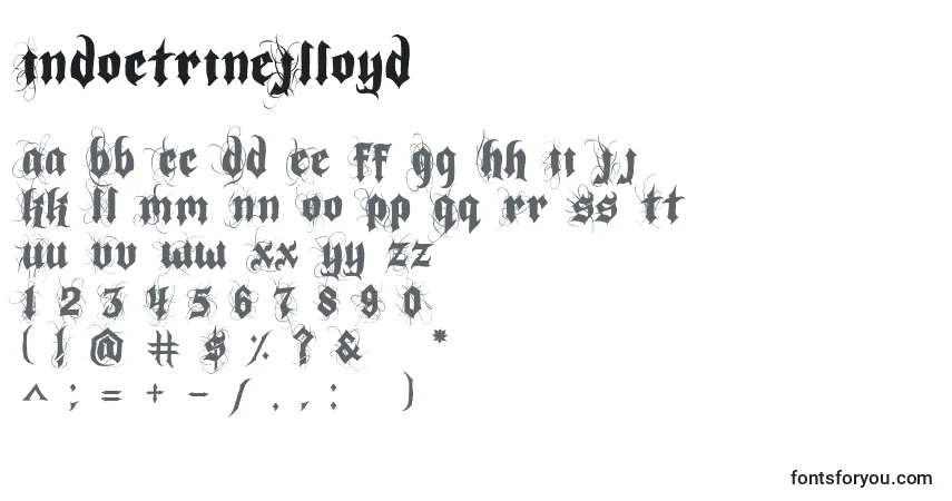 characters of indoctrinejlloyd font, letter of indoctrinejlloyd font, alphabet of  indoctrinejlloyd font