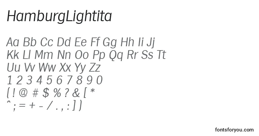 Schriftart HamburgLightita – Alphabet, Zahlen, spezielle Symbole
