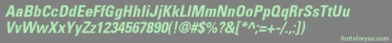 UniversLt67CondensedBoldOblique Font – Green Fonts on Gray Background