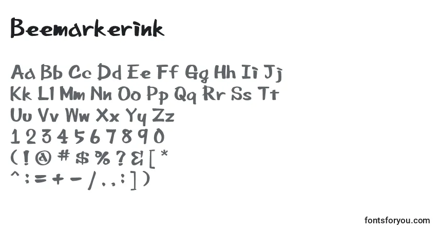Czcionka Beemarkerink – alfabet, cyfry, specjalne znaki
