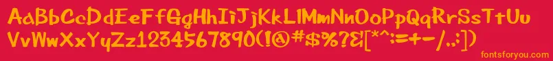 フォントBeemarkerink – 赤い背景にオレンジの文字